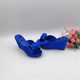 MQTIME  -  European and American Style Summer New Rhinestone Thick-bottomed High-heeled Wedge-heeled Cool Slippers