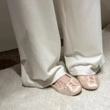 MQTIME  -  New French High End Satin Slip on Shoes for Women Niche Twisted Round Toe Flat Ballet Evening Shoes Daily Party Ladies Footwear