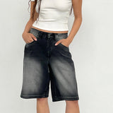 MQTIME  -  Women's Jean Shorts Y2k Loose Denim Baggy Bermuda Shorts Low Rise Wide Leg Trendy Casual Summer Denim Shorts