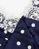 MQTIME  -  Sexy Lace Patchwork Polka Dot Dress Women Deep V-neck Sleeveless High Waist Slim Midi Sling Dresses Summer Lady Party Robes