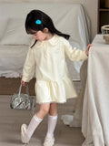 MQTIME  -  New Spring Baby Girls Preppy Style Dress Long Sleeve Embroidery Children Ruffles Sweatshirt Dresses