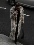 MQTIME  -  Vintage Leopard Print Faux Fur Winter Long Coats Women Thicken Warm Maxi Coat Female 2024 Casual High Street Lady Loose Outwears