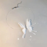 Mqtime Fashion Super Fairy Lace Butterfly Chokers Necklaces Transparent Chocker Party Neck Jewelry Accessories Collar