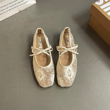 MQTIME  -  Summer New Square Head Bow Elegant Single Shoes Women Breathable Increase Mesh Mary Jane Shoes
