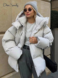 MQTIME  -  Fall Winter Solid Hooded Thick Warm Loose Bread Down Coat For Women Casual Coats Highstreet Feather Parkas Outerwear Lady 2024