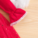 MQTIME  -  0-5Y Toddler Kids Girls Christmas Dress Long Flare Sleeve Lace Sequins Stars Moon Layered Tulle Party Dress Headband