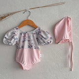 MQTIME  -  New Summer Baby Girls One Piece Swimsuit+Hat Short Sleeved Printed Splicing Baby Jumpsuit Swimsuit Children Bikini Swimwear
