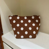  MQTIME  -  Kawaii Light Blue Polka Dot Canvas Tote Bag Women Small Thin Strap Shoulder Bag Casual Daily Shopping Mini Handbag