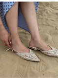 MQTIME  -  New Pointed Roman Sandals Women's Summer Flat Bottom Hollow Word with Bag Head Cool Slippers