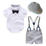MQTIME  -  Baby Boy Summer Formal Clothes Set Bow Wedding Birthday Boys Overall Suit White Romper Shirt Toddler Gentleman Outfit