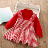 MQTIME  -  Girls' Sweater Dress 1-5 Y Spring Autumn Children's Clothes Sweet Cartoon Knit Fake 2Pcs Princess Dress for Girls