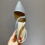 MQTIME  -  summer new product pointed hollow back empty white patent leather fine heel shallow mouth high heels wedding shoes