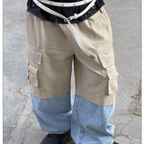MQTIME  -  Pants Spring and Summer New Childrens Clothing Korean Boys and Girls Fashionable Retro Two-section Splicing Cargo Pants