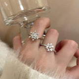 Mqtime  Rotatable Snowflake Zircon Ring Fashion Design Personality Anxiety Fidget Rotating Finger Ring Female Jewelry Wholesale