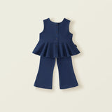 MQTIME  -  2Piece Summer Baby Girl Outfits Korean Fashion Denim Sleeveless Tops+Flare Pants Toddler Clothes Kids Boutique Clothing BC1763
