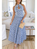 MQTIME  -  Women Elegant Floral Print Ruffles Dress Sets Chic Halter Backless Crop Tops+Skirt 2 Piece Sets Holiday Party Women Outfits 2025