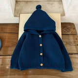 MQTIME  -  New Autumn Toddler Baby Girls Sweater Coat Long Sleeved Solid Color Hooded Infant Baby Girls Knitting Cardigan Coat