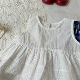 MQTIME  -  New Summer Baby Girls Sleeveless Blouses Lace Embroidery Ruffles Tops Toddlers Kids Cotton Vest Shirts