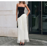 MQTIME  -  Spring/summer New Fashion Temperament Slim Dress Contrasting French Elegant Long Skirt A-line Skirt