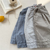 MQTIME  -  New Summer Toddlers Kids Striped Wide Leg Pants Loose Casual Ankle-length Linen Cotton Baby Boys Girls Trousers