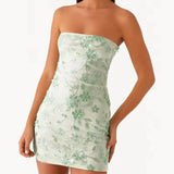 MQTIME  -  Women Beaded Mini Dress Sequin Embroidery Strapless Bodycon Dresses Ladies Sexy Off Shoulder Backless Glitter Mini Dress