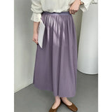 MQTIME  -  Spring Solid Women's Pleated Skirt Elastic Waist Slimming A-line Skirt