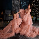 MQTIME  -  Baby Shower Dresses For Pregnant Woman Tulle Robe Maternity Photography Props Ruffles Pink Puffy Long Dress Premama Photoshoot