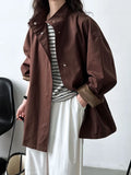 MQTIME  -  High-quality Oversized Stand-collar Trench Coat for Women, Lazy Style Minimalist Outerwear