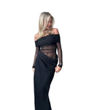 MQTIME  -  2024 Summer New Women's Clothing Style Sexy One Shoulder Mesh Perspective Long Dress for Women