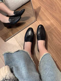 MQTIME  -  Women's Black Penny Loafers Leather Slip On Loafers for Women Comfortable Low Heel Dress Shoes Handmade Casual Office Shoes Lady