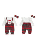 MQTIME  -  Toddler Boy Christmas Outfit Red Plaid Suspender Pants and Bow Tie Long Sleeve Shirt 2 Pcs Set for Holiday Party