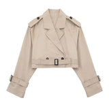  MQTIME  -  Women Casual Trench Outwear With Belt Vintage Solid Notched Neck Long Sleeve Jacket Autumn Fashion Lady Streetwear Coat