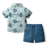 MQTIME  -  3Piece Summer Kids Clothes Boys Korean Fashion Gentleman Tie Print Cotton Short Sleeve Tops+Shorts Baby Boutique Clothing