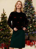  MQTIME  -  Hot Seller Fall Winter Festival Heart Pattern Sweater Long Sleeve Pullover Round Neck Top Sweater Warm Versatile Women Clothing