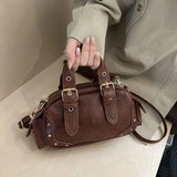 MQTIME  -  Vintage Y2K Aesthetic Fashion Mini PU Leather Rivet Buckle Crossbody Bag Shoulder Bags HandBag Purse Woman Bags