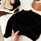 MQTIME  -  Toddler Kids Boys Sweater Solid Color Thicken Warm Little Girls Knitwear New Winter Round Neck Infant Baby Girl Pullovers