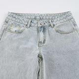  MQTIME  -  Fashion Low-rise Wide-leg Casual Light-colored Jeans New Street Personality Straight Trousers Baggy Jeans