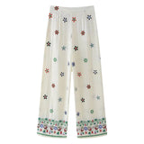 MQTIME  -  Flower Print Trousers Suits Women 2 Pcs Casual Turn Down Collar Long Sleeve Lady Shirt Sets Wide Leg Pants New Chic Spring