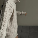 MQTIME  -  Warm Zipper High Collar Fried Dough Twists Sweater Loose Casual Pullover Knitted Long Sleeve Top Versatile Simple Women's Wear