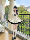 MQTIME  -  Summer Y2K Sweet New Women's Dress Bow Lace Button Flower Fairy Slimming Fashion Dot Pattern Lolita Princess Cake Dress