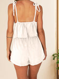 MQTIME  -  Stylish 2-Piece Set Sleeveless Crop Top and High Waist Shorts with Tie Front Detail Perfect for Summer Clubwear
