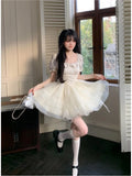 MQTIME  -  2024 Summer Sweet Fairy Mini Dress Elegant Women Princess Sleeve Bowknot Evening Party Short Dress Beach Fashion Dress Korean