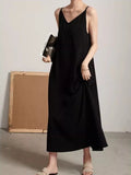 MQTIME  -  Black Backless Camisole Dress For Women'S Summer New Design Sense, Niche Fairy Beautiful Back Camisole Long Dress