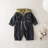 MQTIME  -  Baby Clothes 0-2 Y Infant Boys Casual Denim Jumpsuit Toddler Girls False Patchwork Hooded Romper