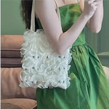 MQTIME  -  Fairy Core Lace Y2k Shoulder Bags Women Vintage Harajuku Folds Chic White Underarm Bag Ladies Retro Handbag Aesthetic