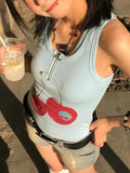 MQTIME  -  Cherry Graphic Print Crop Top Tank Women Summer Vest T Shirt e-girl harajuku fairycore 2000s y2k grunge aesthetic korean clothes