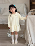 MQTIME  -  New Spring Baby Girls Preppy Style Dress Long Sleeve Embroidery Children Ruffles Sweatshirt Dresses