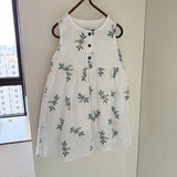 MQTIME  -  Children's Summer Clothing 1-10Y Elegant Girls' Flower Embroidery Vest Dress Lovely Kid's O Neck Sleeveless Dress Girls' Outfits