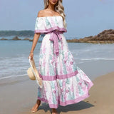 MQTIME  -  Boho Dress Women's One Shoulder Dress with Sexy and Fashionable Printed Long Style, Large Display, Summer New