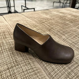MQTIME  -  Minimalist Style Round Head Deep Mouth Single Shoes Women's Thick Heel High Heels Spring New Niche Leather Shoes